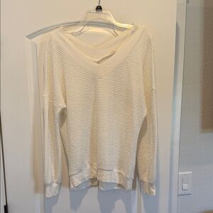 Women's Cream V-Neck Sweater